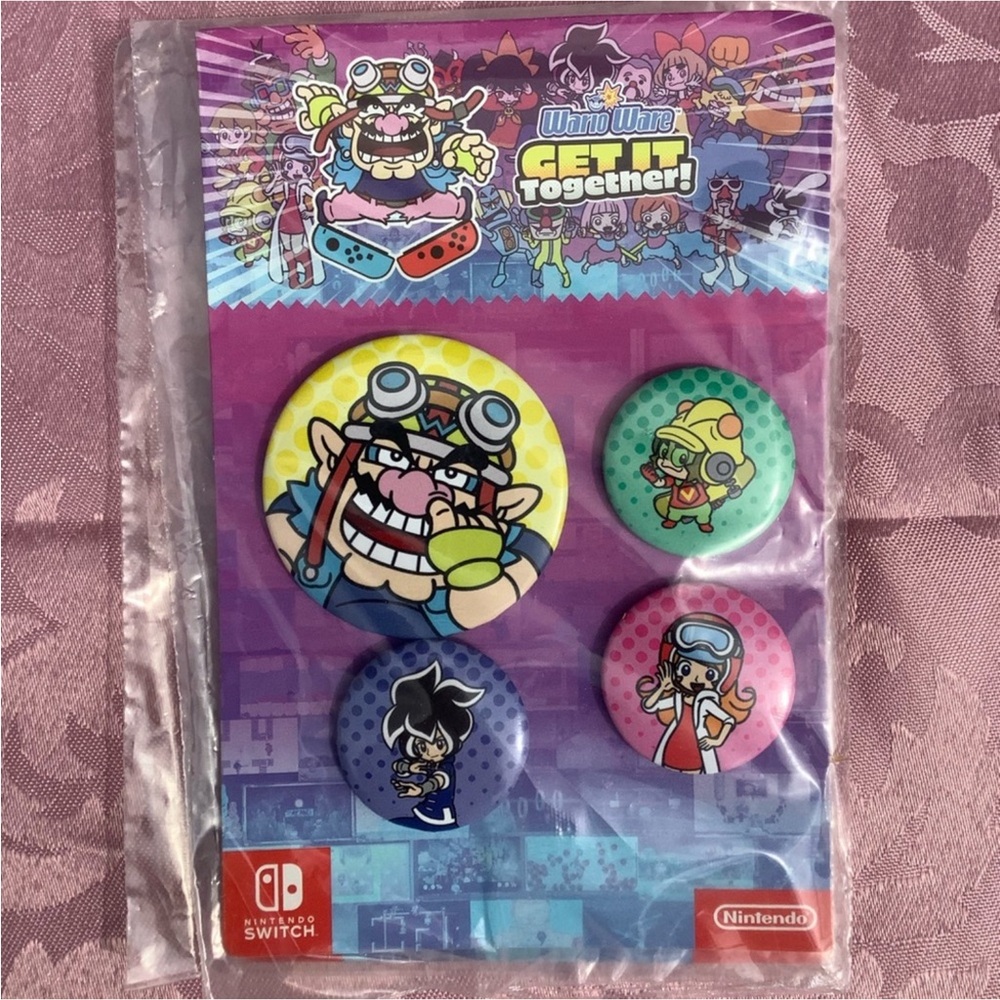 Wario Ware Get It Together Button Pin Set of 4